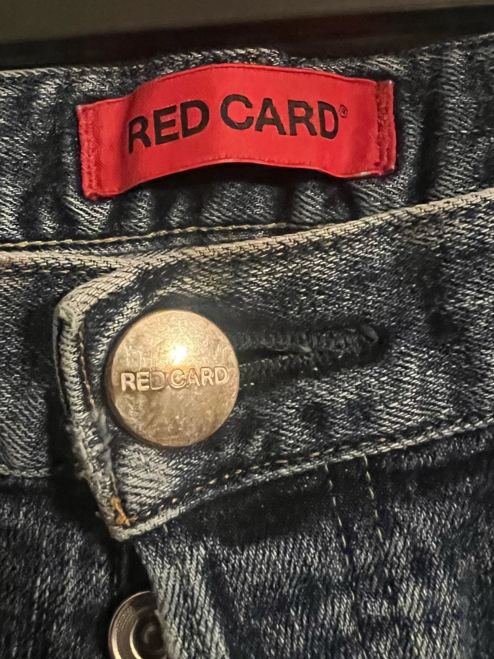 RED CARD Japanese Denim Skinny Jeans Size 34 Distressed Blue Button Fly